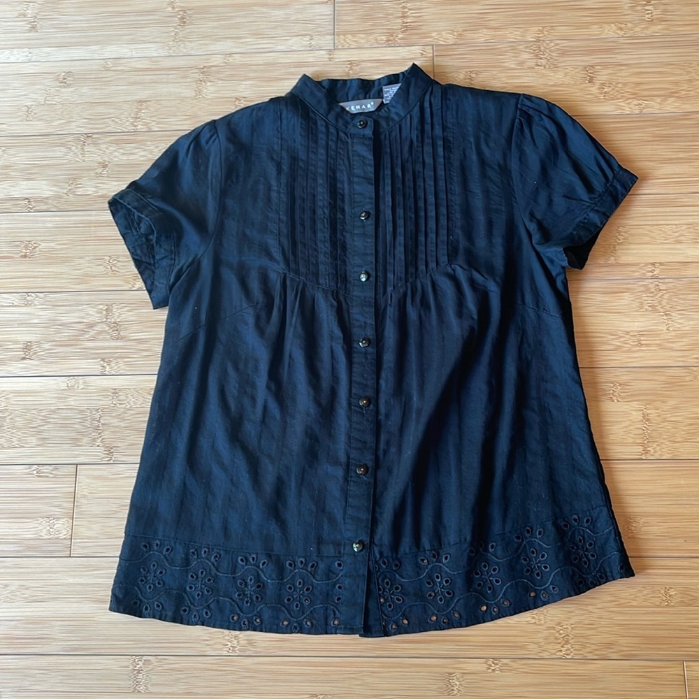 Kenar 100% cotton Black tunic top blouse